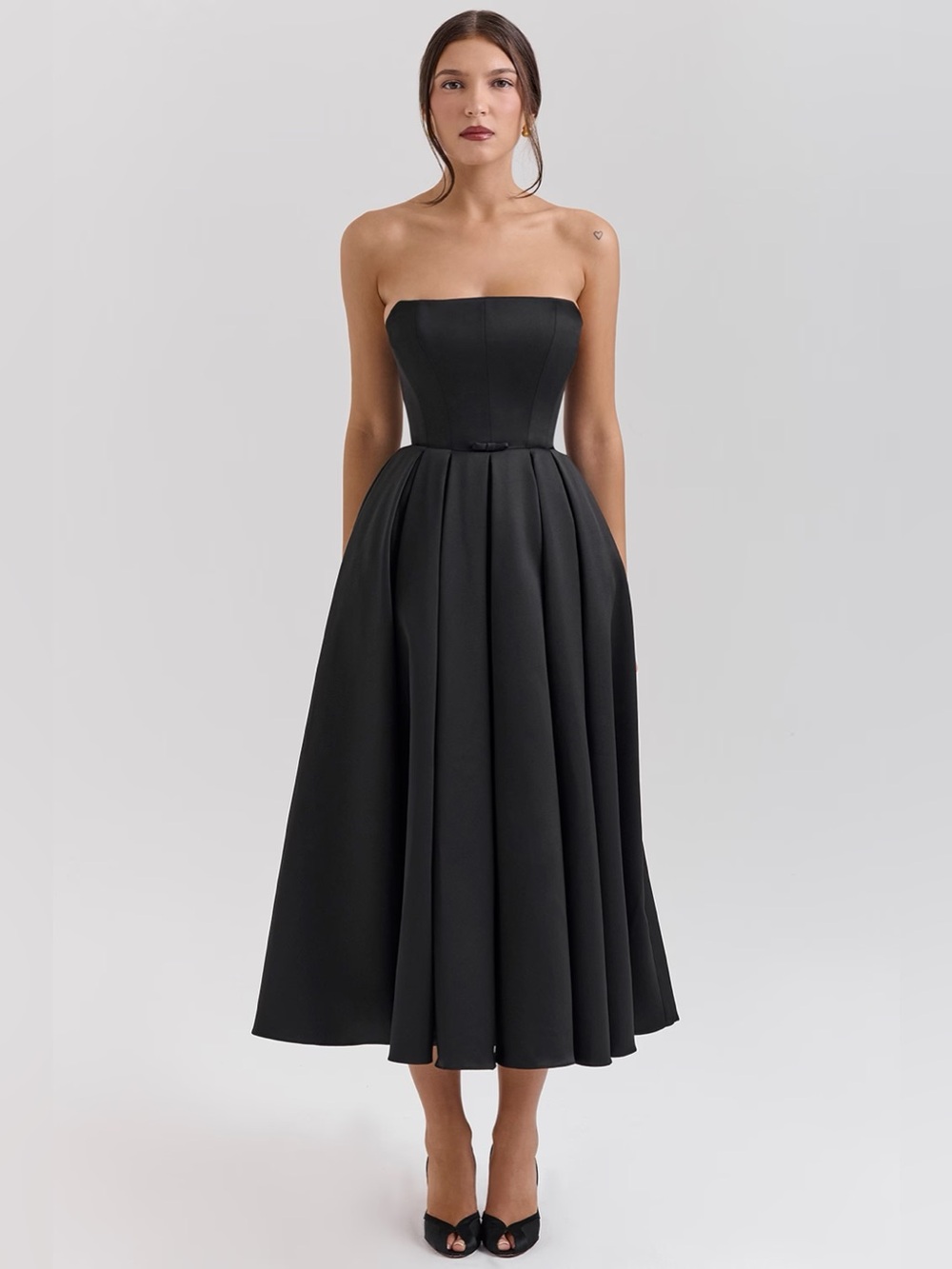 House of CB Contessa Black Strapless Satin Corset Midi Dress XL - Picture 10 of 10